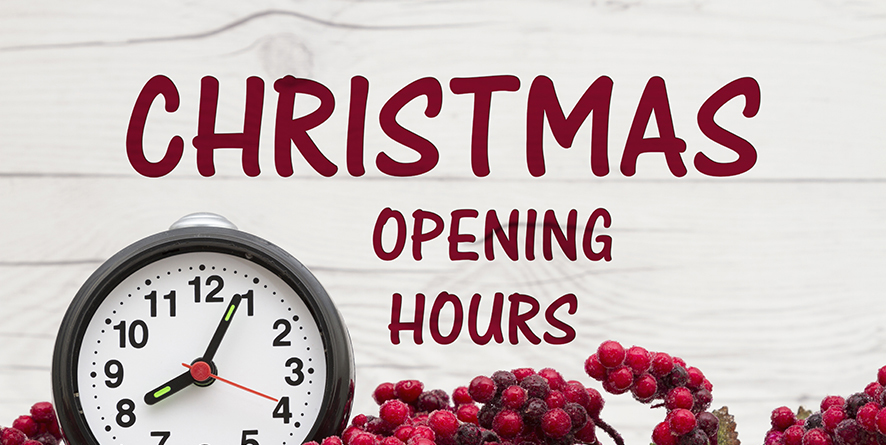 Christmas opening hours banner.