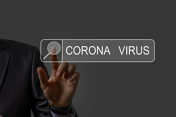 Word writing business touch corona virus