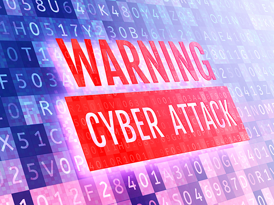 Digital concept saying warning cyber attack.
