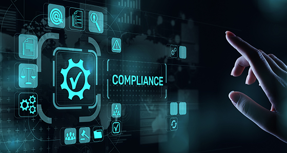 Compliance concept with icons and text.