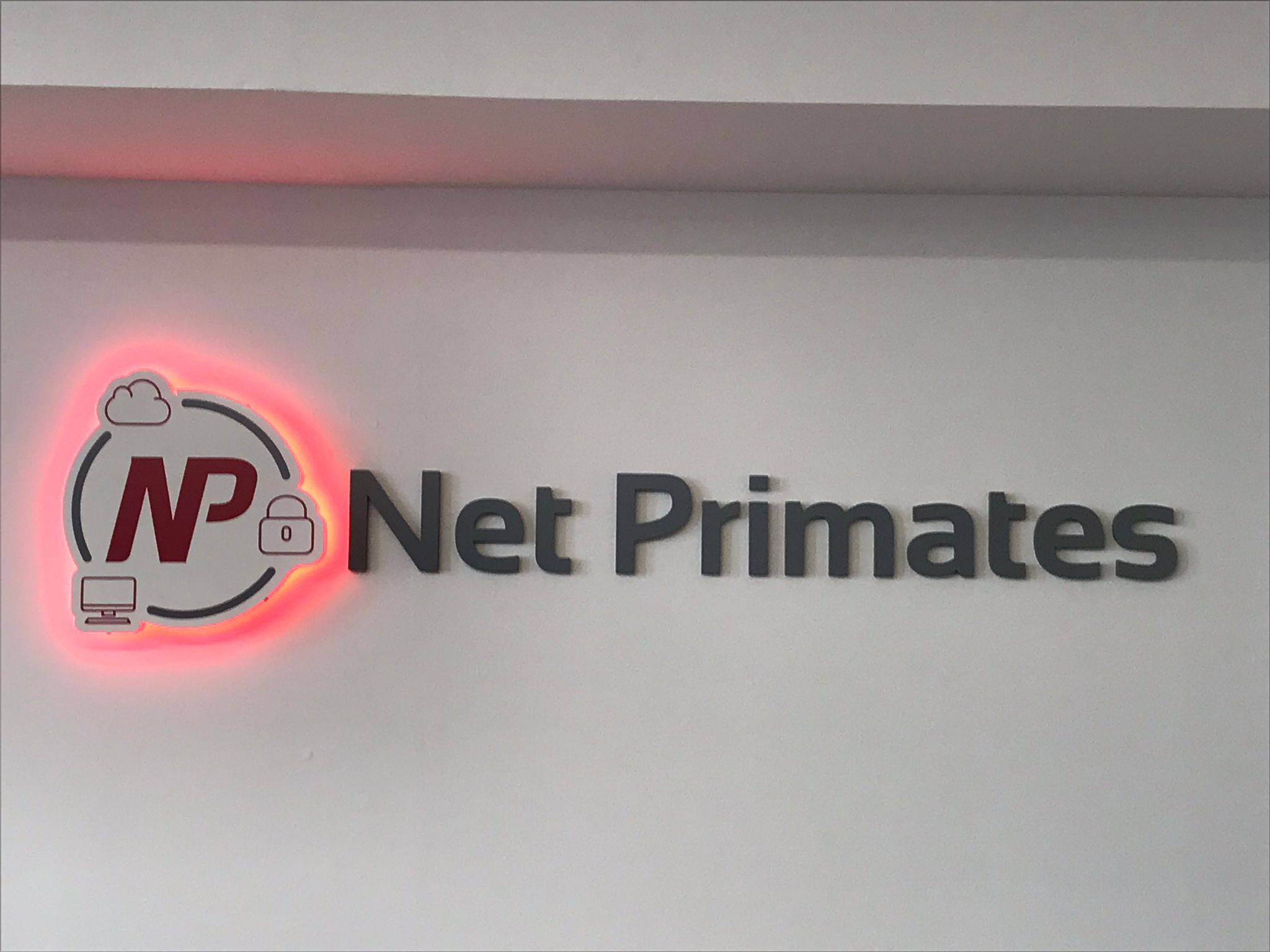 Net Primates logo LED sign.